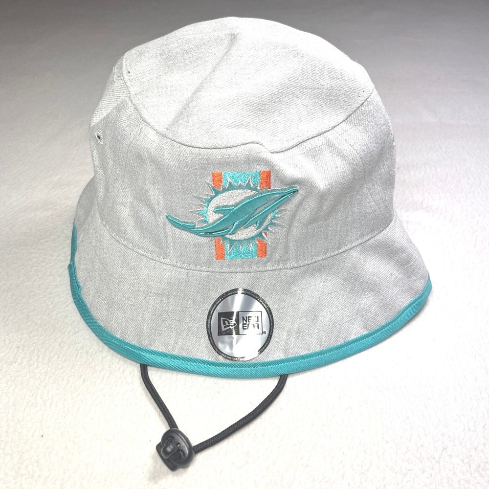 New Era Miami Dolphins NFL Vintage Collection Bucket Hat Gray Teal Adjustable